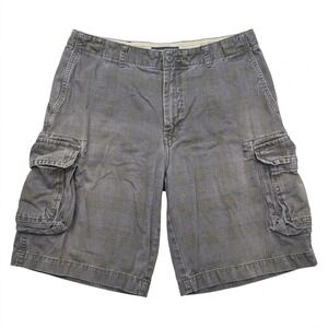 Arrow Blue Jeans Co Men's 36 Cargo‎ Shorts Gray Plaid 100% Cotton Multi-Pocket